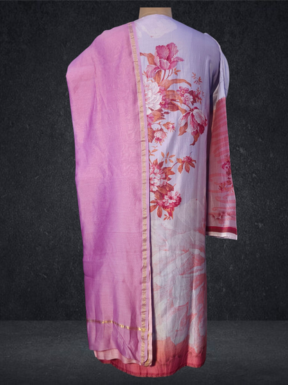 Semi Stitched Chanderi Casual Suitset