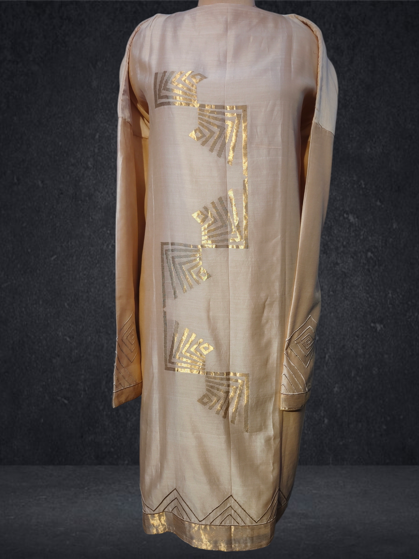 Semi Stitched Chanderi Formal Suitset