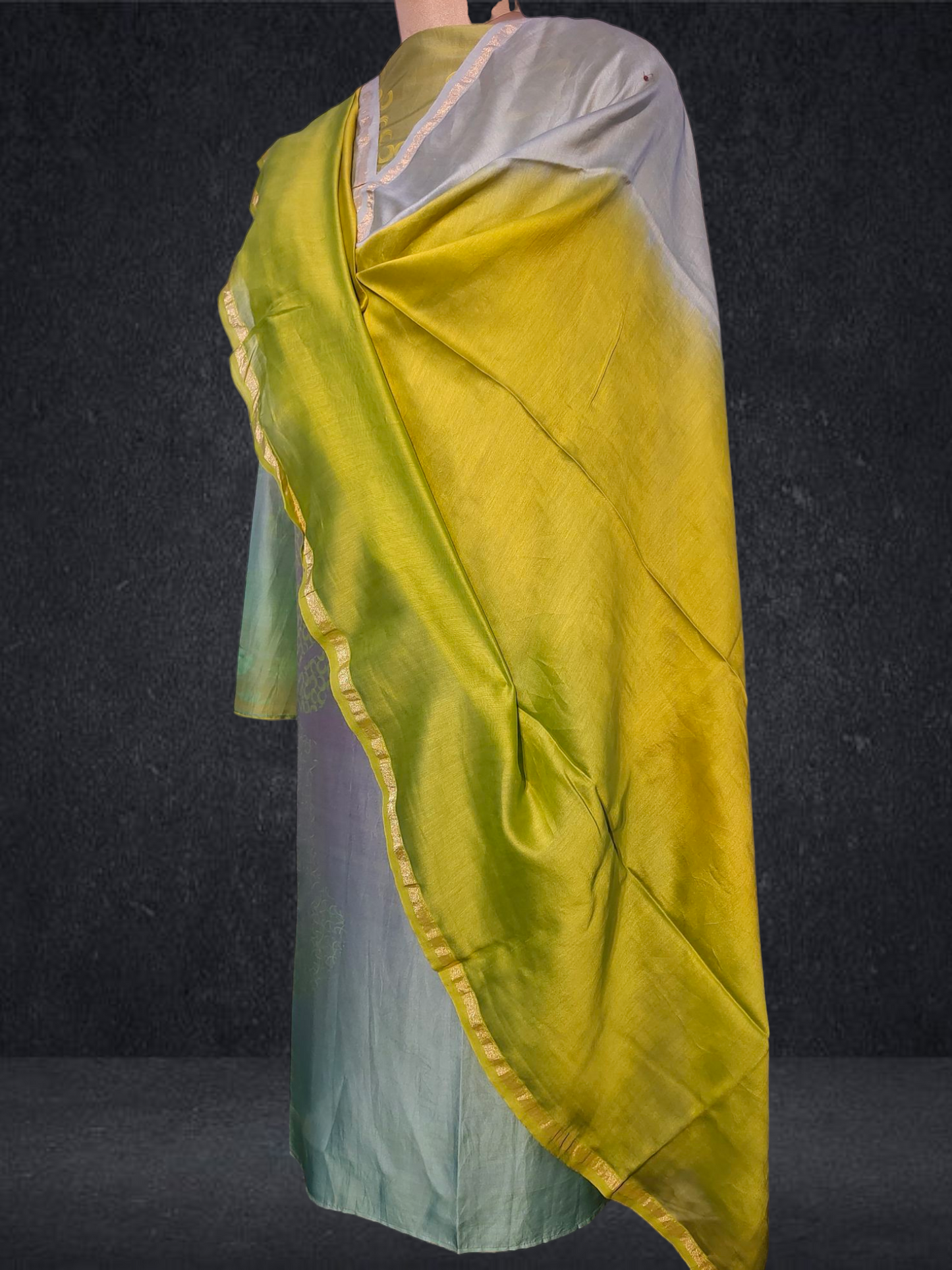 Semi Stitched Chanderi Casual Suitset