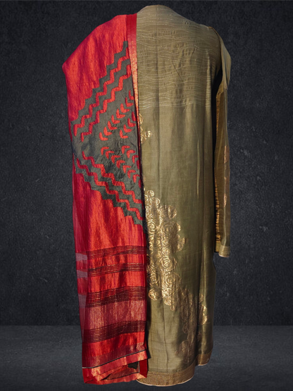 Semi Stitched Formal chanderi Suitset