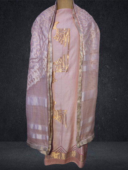 Semi Stitched Chanderi Formal Suitset