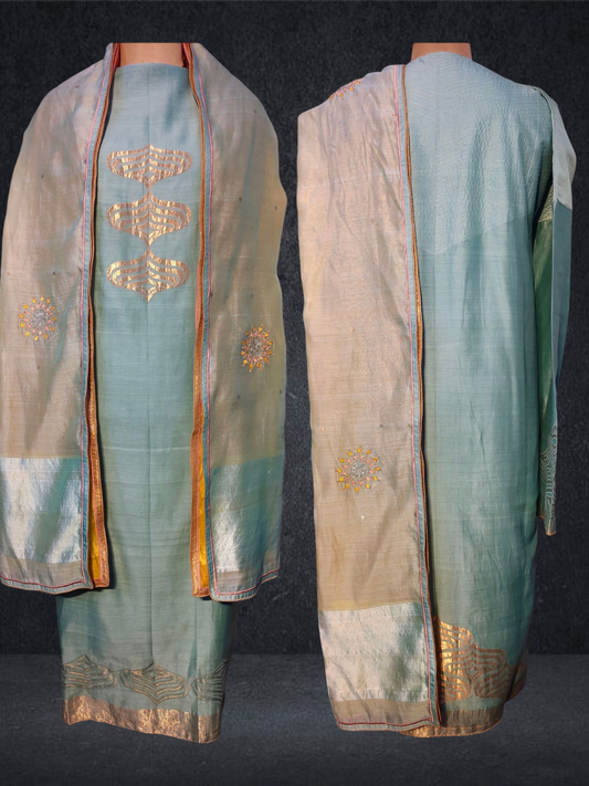Semi Stitched Formal chanderi Suitset