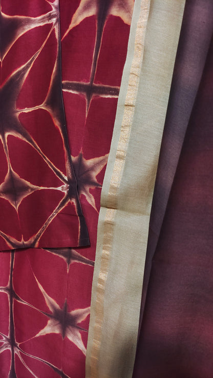 Semi Stitched Chanderi Casual Suitset