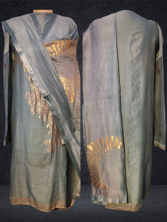 Semi Stitched Formal chanderi Suitset