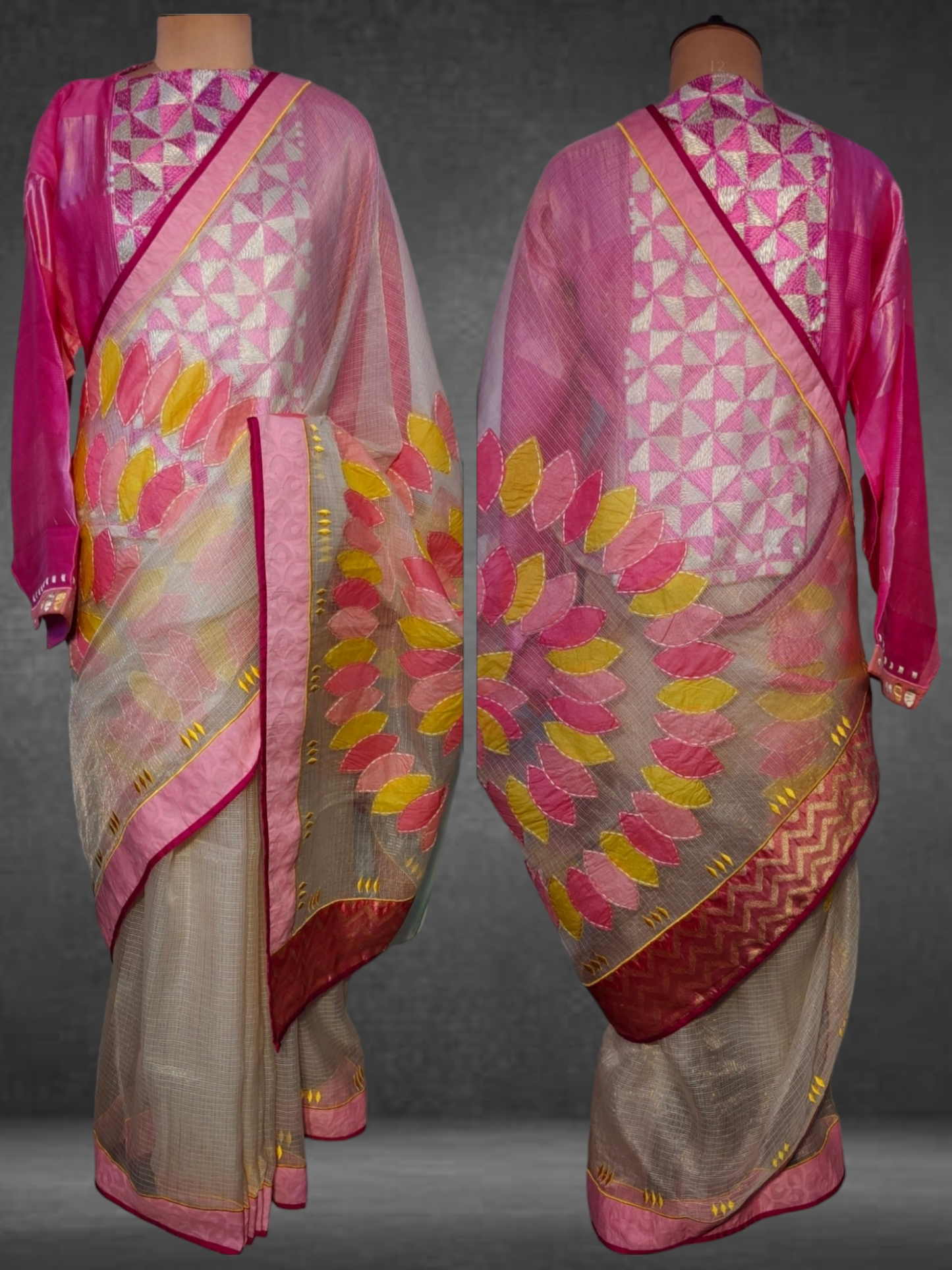 Chanderi Formal Patti Applique Saree