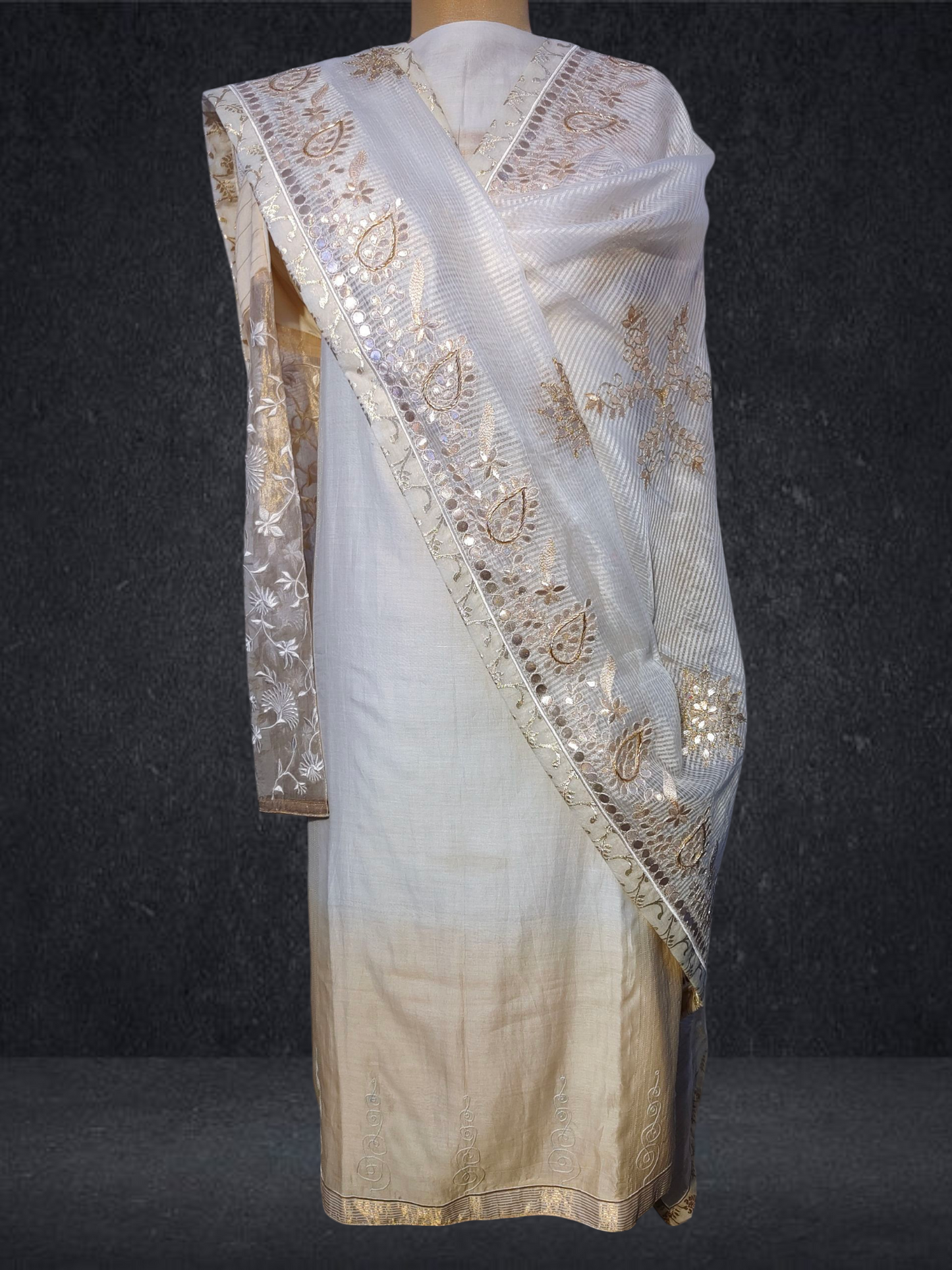 Semi Stitched Formal chanderi Suitset