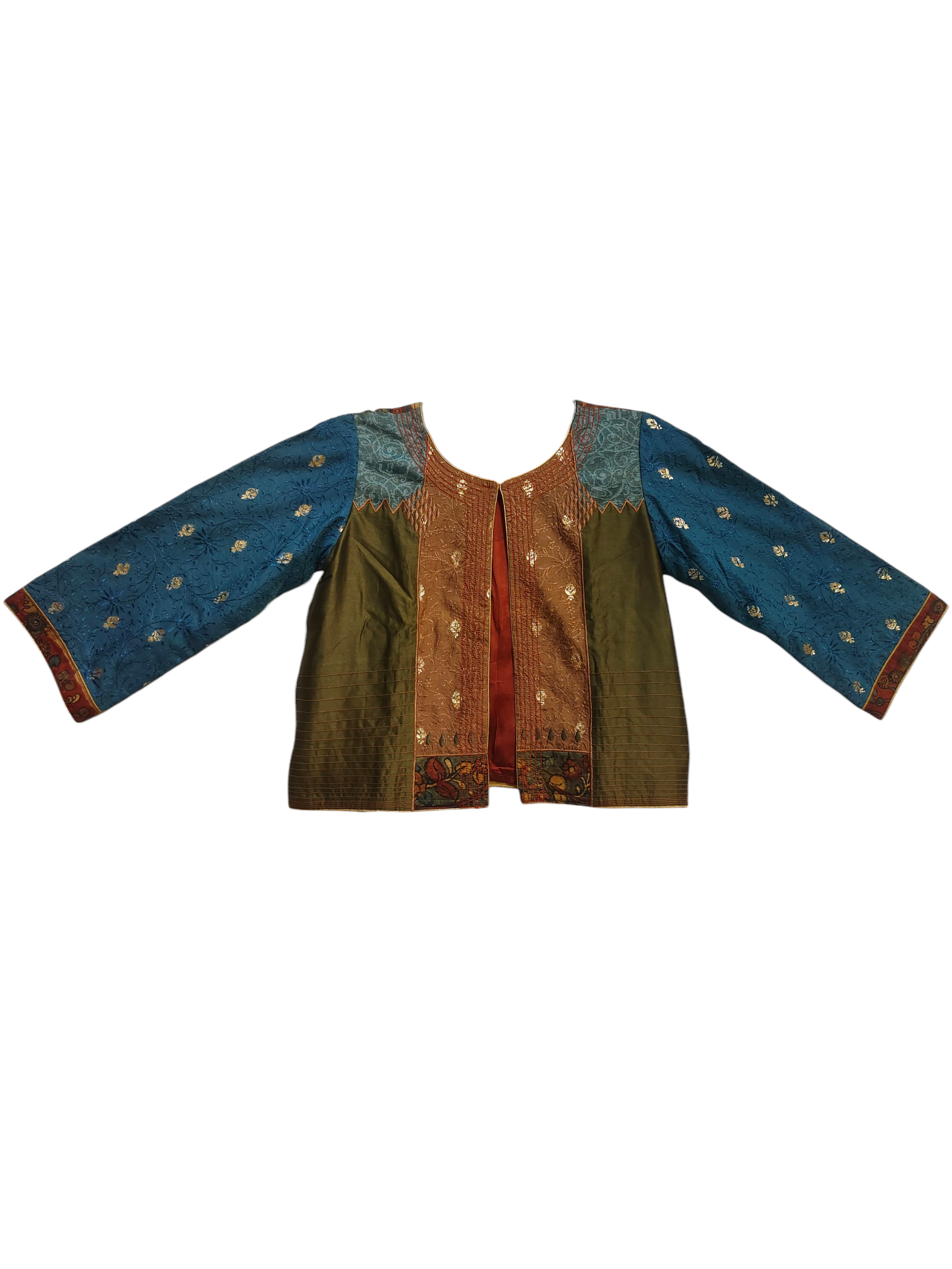 Traditional jacket with intricate patterns on a white background