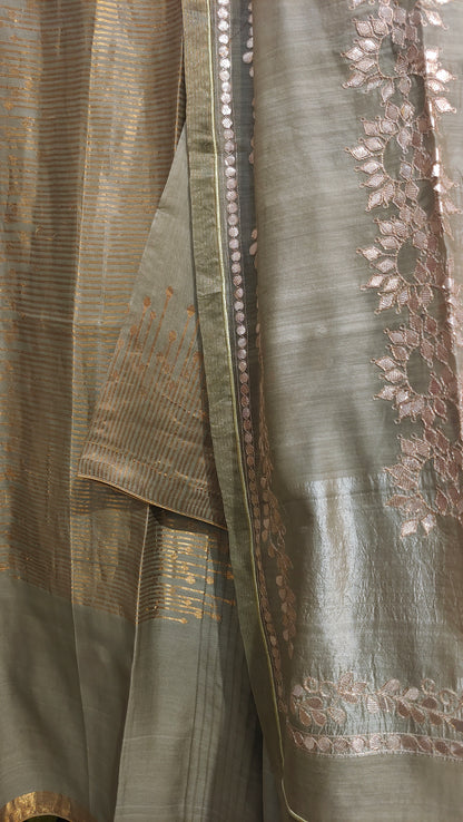 Semi Stitched Chanderi Formal Suitset