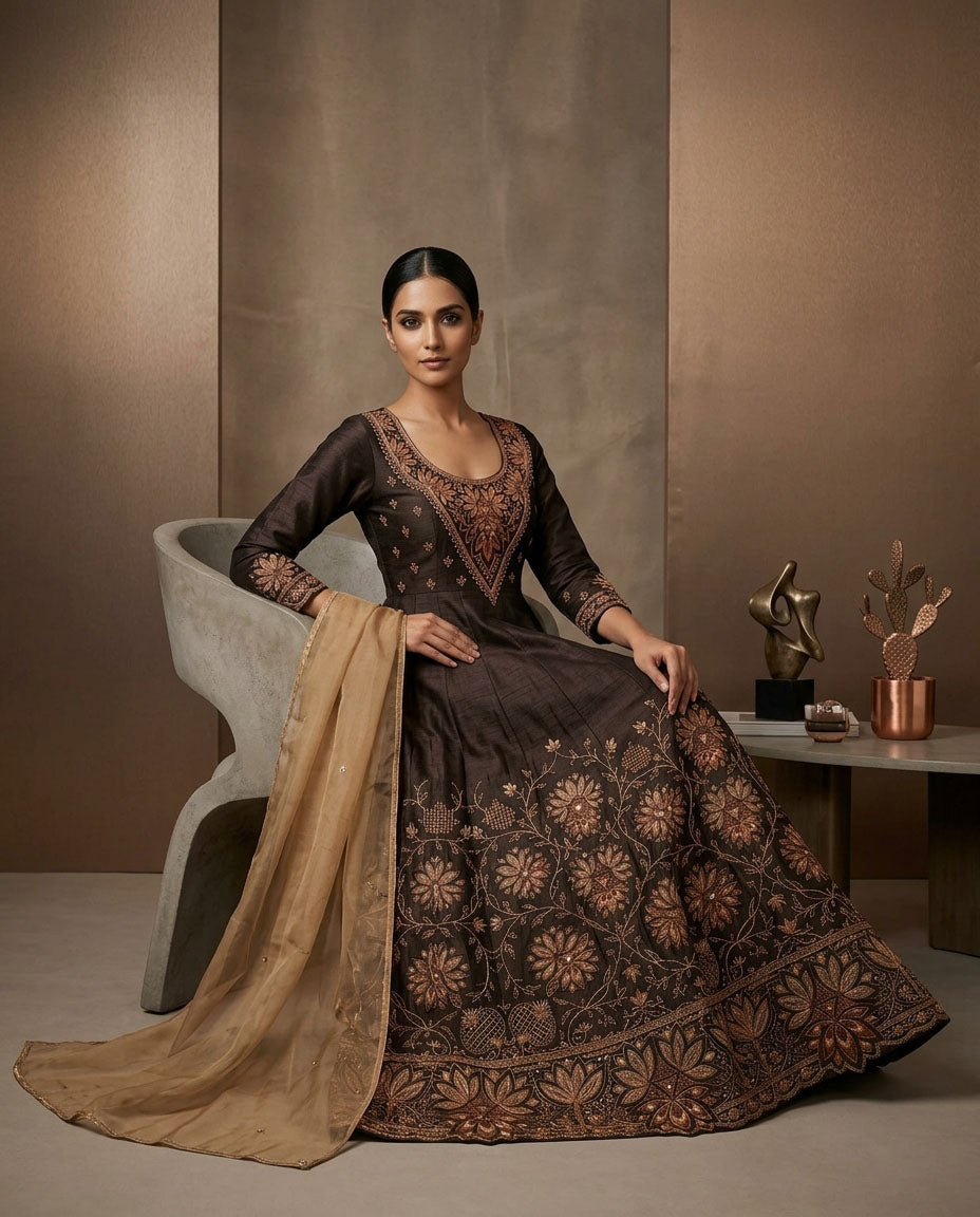 Customised Chanderi Embroidered set