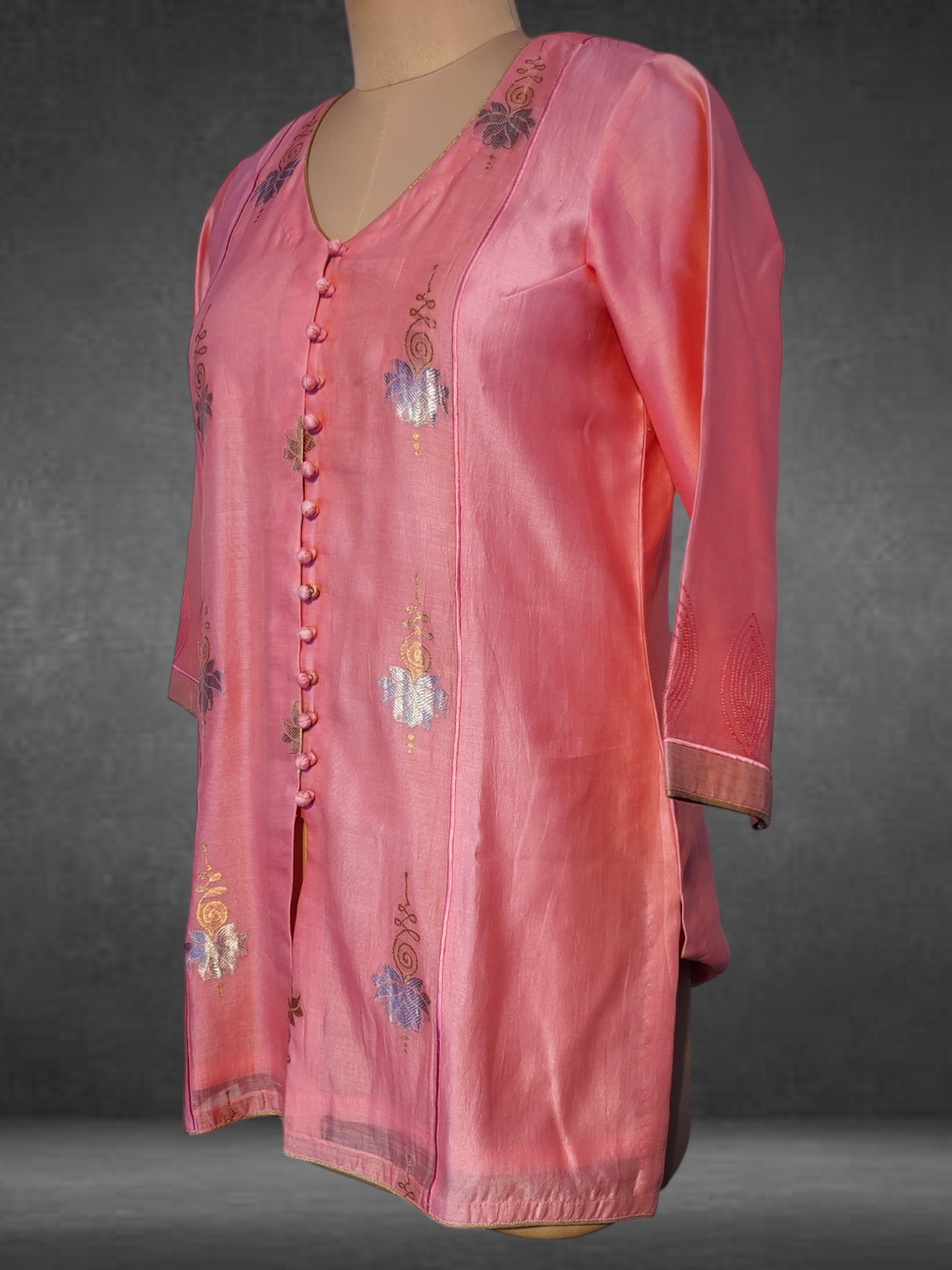 Stitched Chanderi Zariwoven Short Tunic