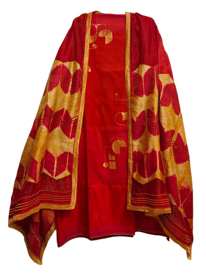 Semi Stitched Chanderi Formal Suitset