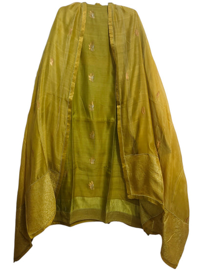 Semi Stitched Chanderi Formal Suitset