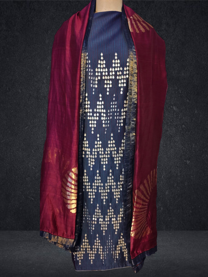 Semi Stitched Chanderi Formal Suitset
