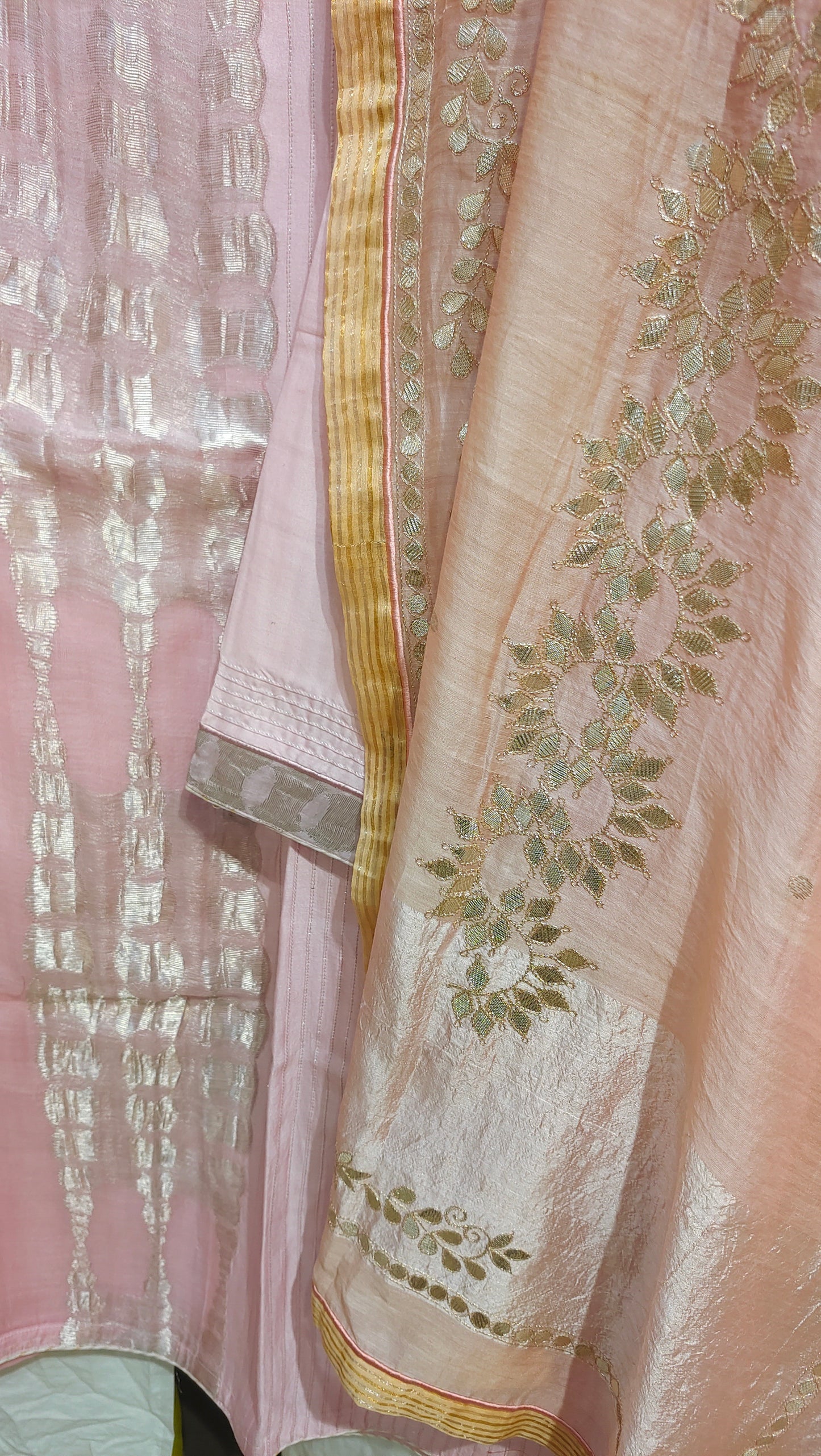 Semi Stitched Chanderi Formal Suitset