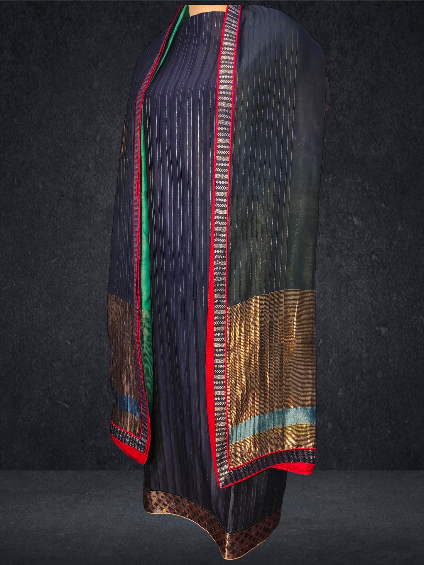 Semi Stitched Formal chanderi Suitset