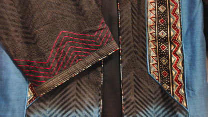 Formal Aaroh Indigo Black Ajrakh Chanderi Midlength Jacket