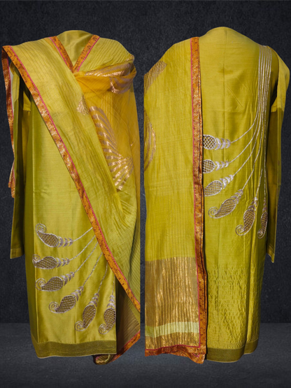 Semi Stitched Formal chanderi Suitset