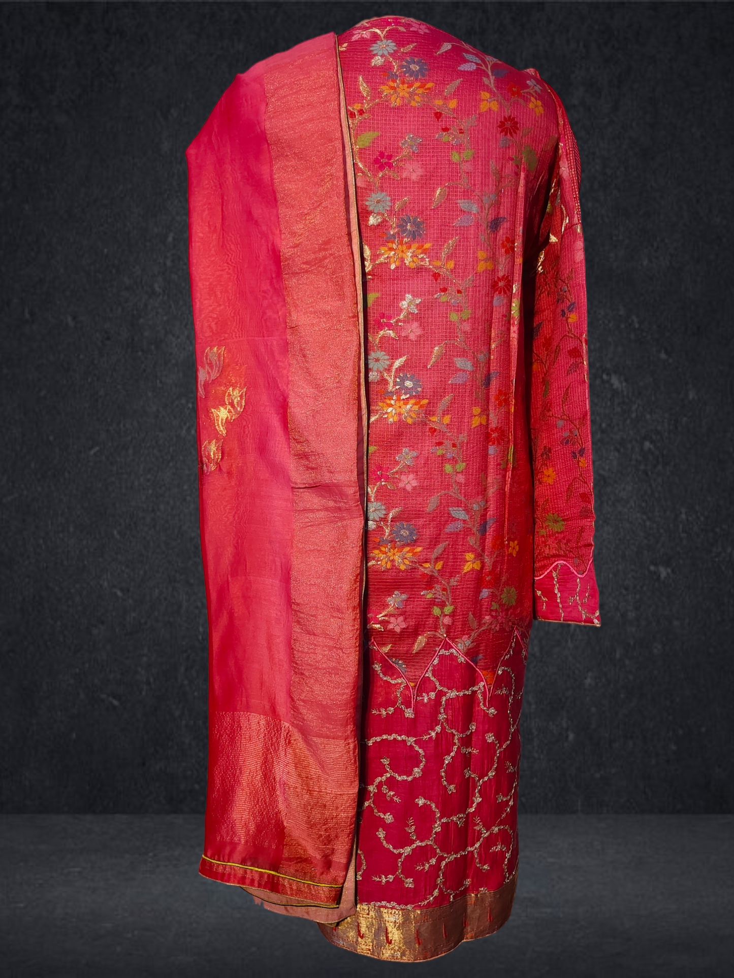 Semi Stitched Chanderi Formal Suitset