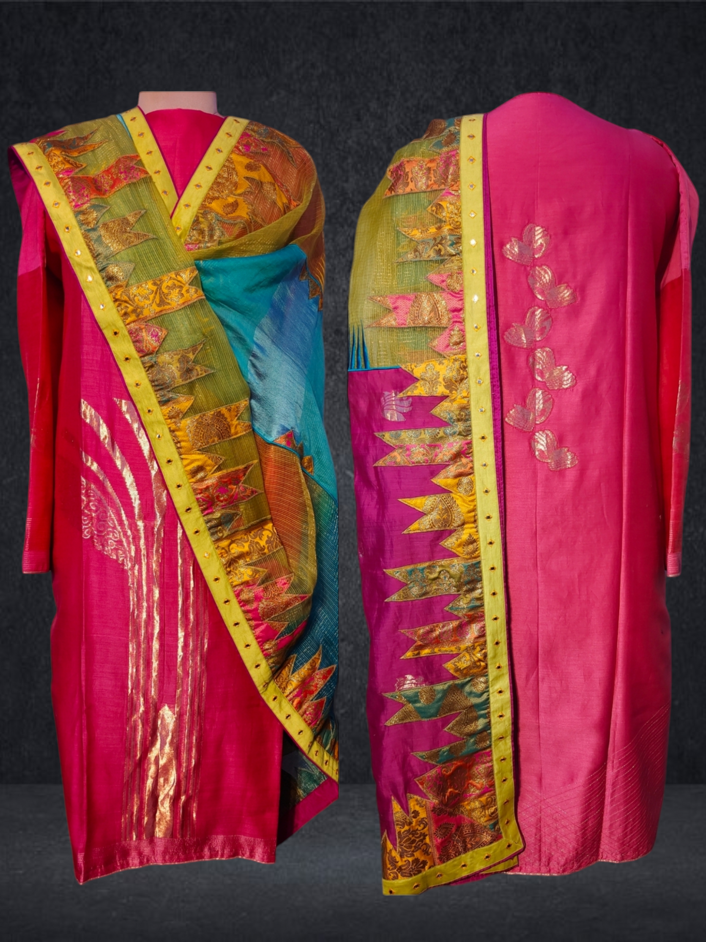 Semi Stitched Chanderi Formal Suitset