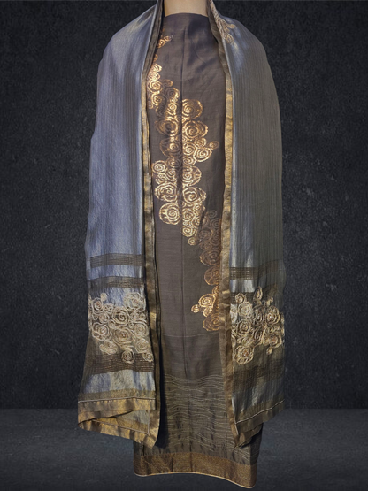 Semi Stitched Formal chanderi Suitset