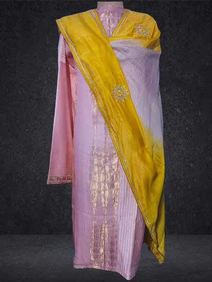 Semi Stitched Formal chanderi Suitset