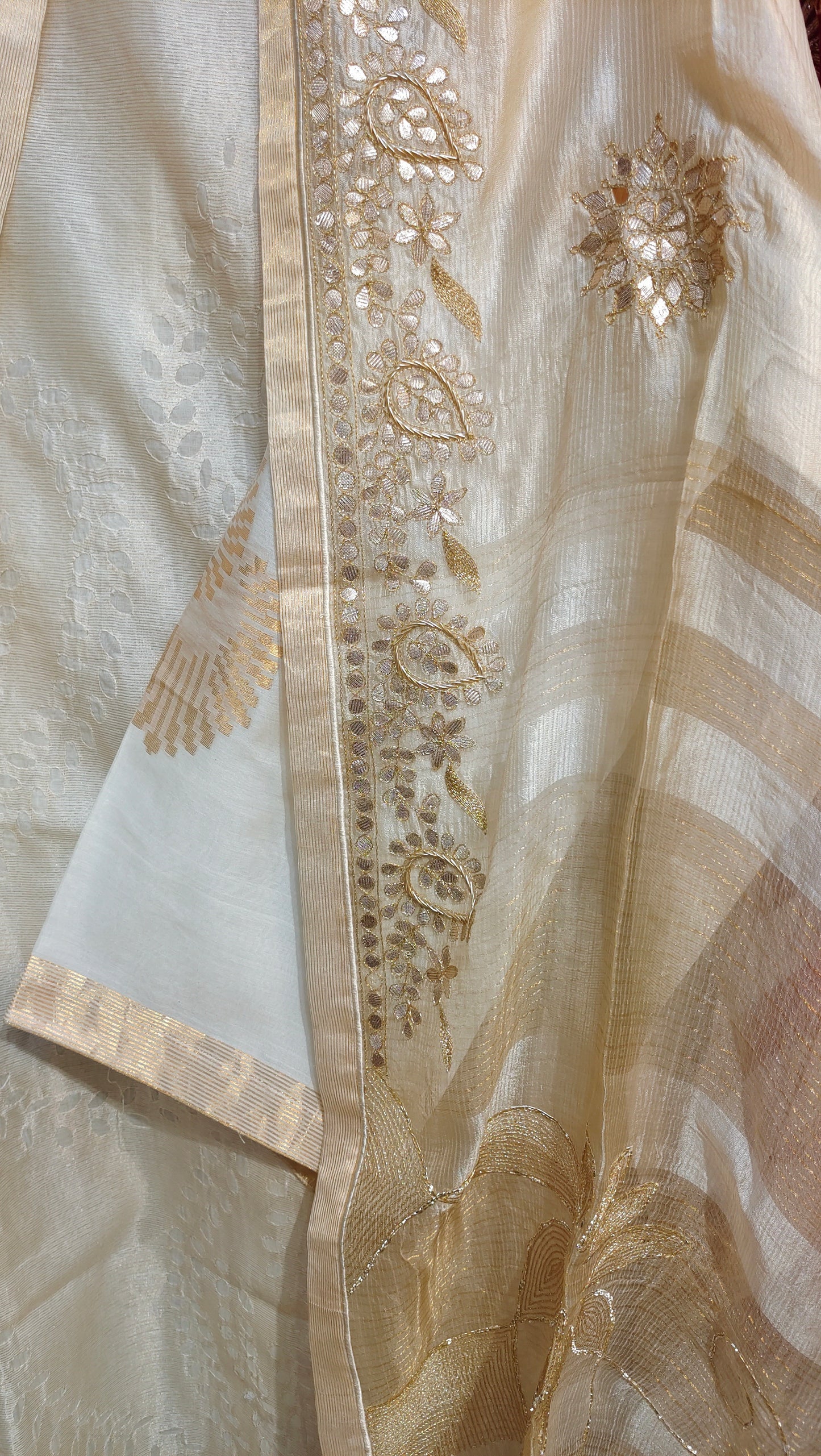 Semi Stitched Chanderi Formal Suitset