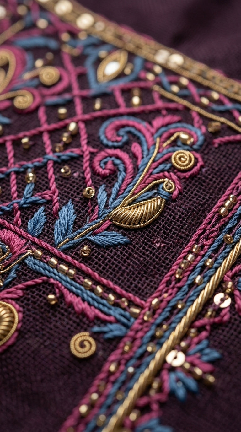 Customised Chanderi Embroidered set