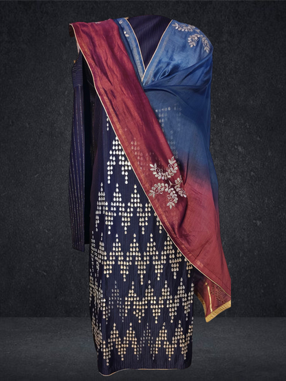 Semi Stitched Chanderi Formal Suitset