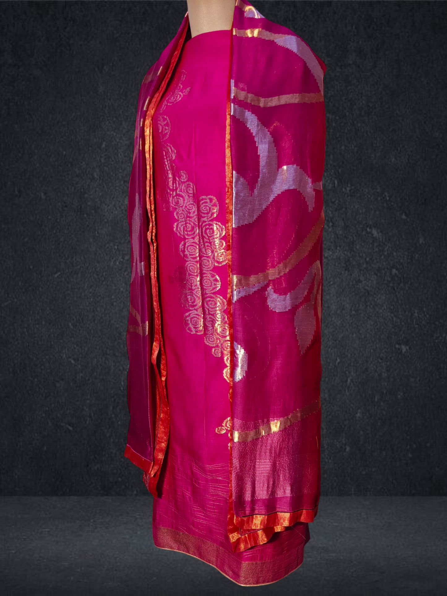 Semi Stitched Formal chanderi Suitset