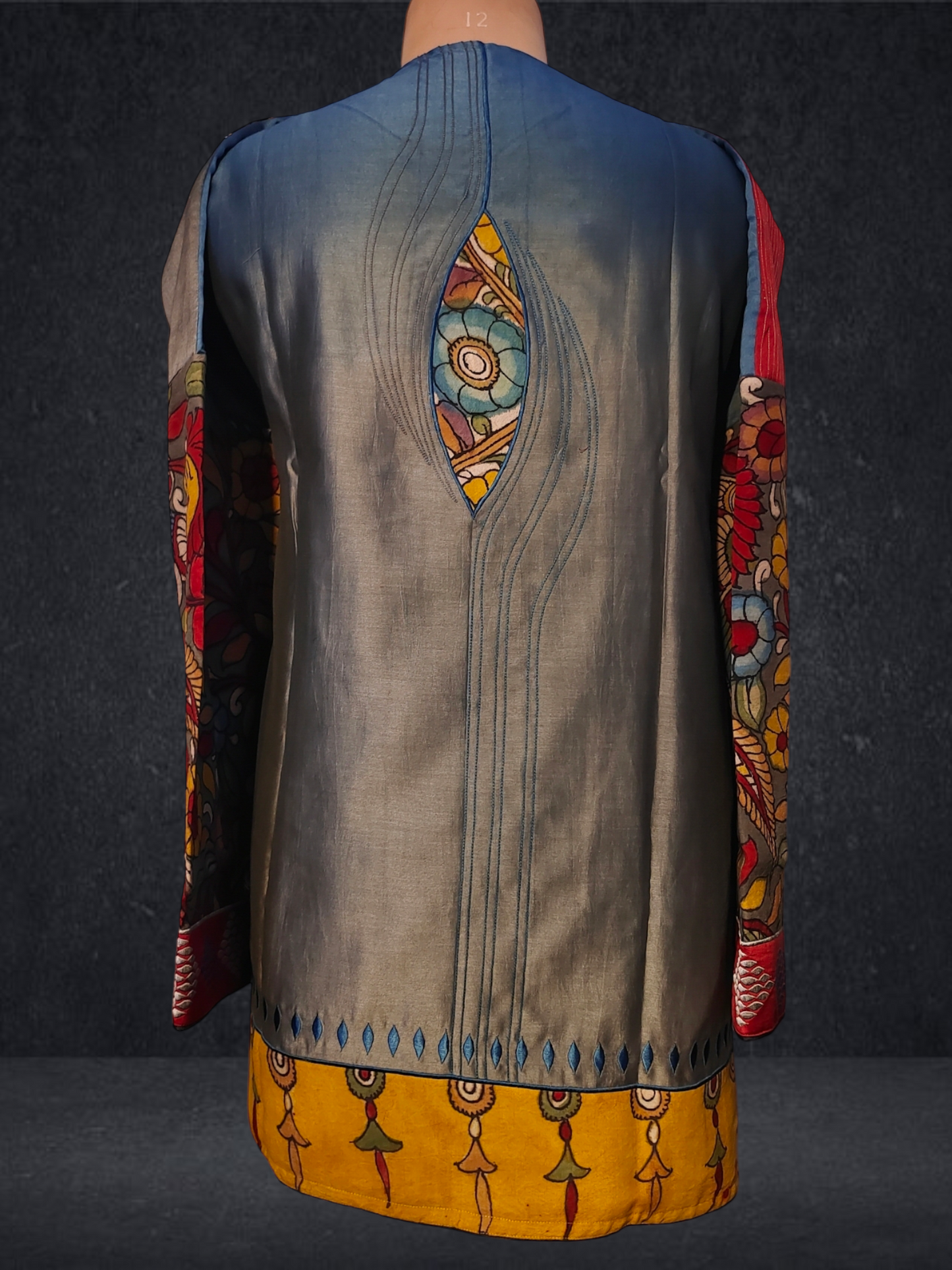 Semistitched Chanderi Kalamkari Short Tunic