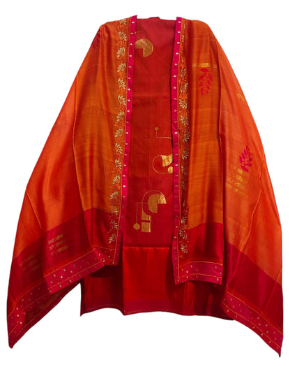 Semi Stitched Chanderi Formal Suitset