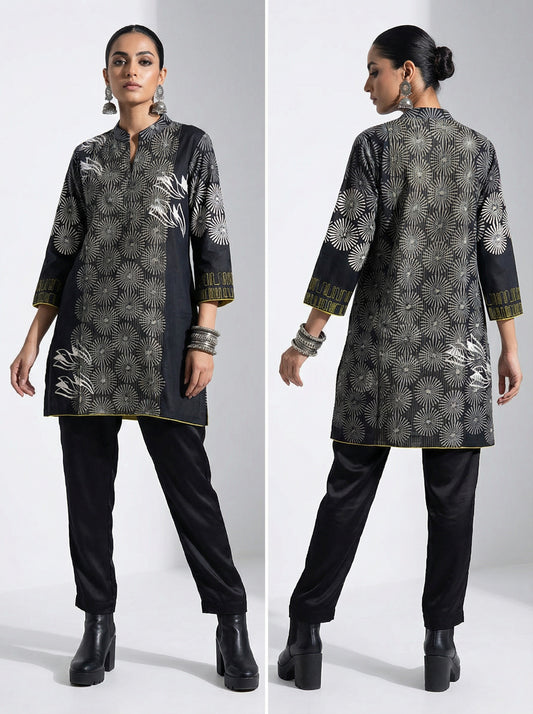 Stitched Chanderi Block Printed Tunic ready size 42