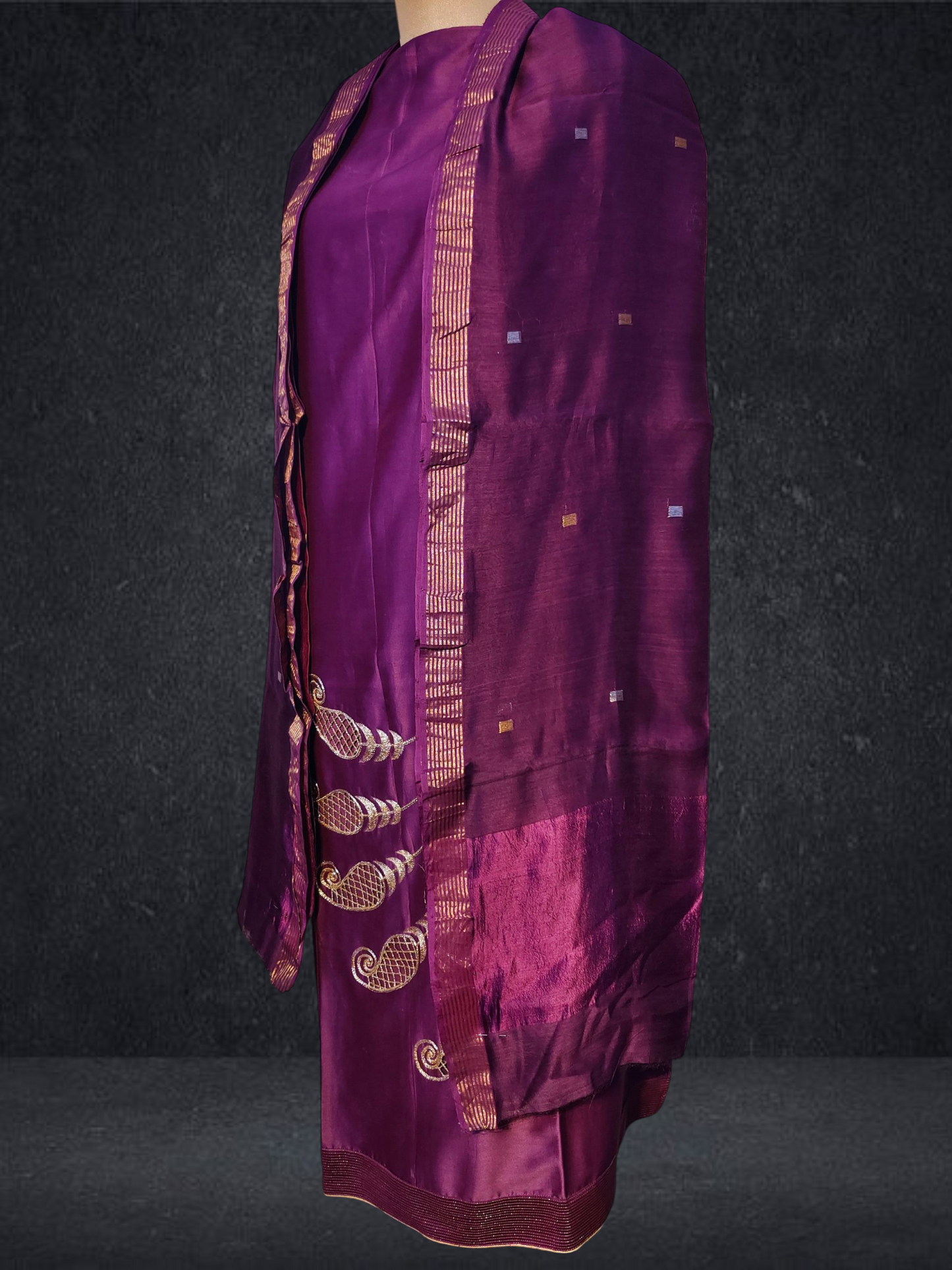 Semi Stitched Formal chanderi Suitset