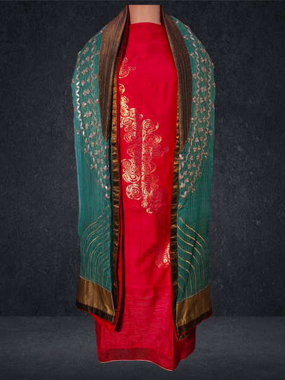 Semi Stitched Formal chanderi Suitset