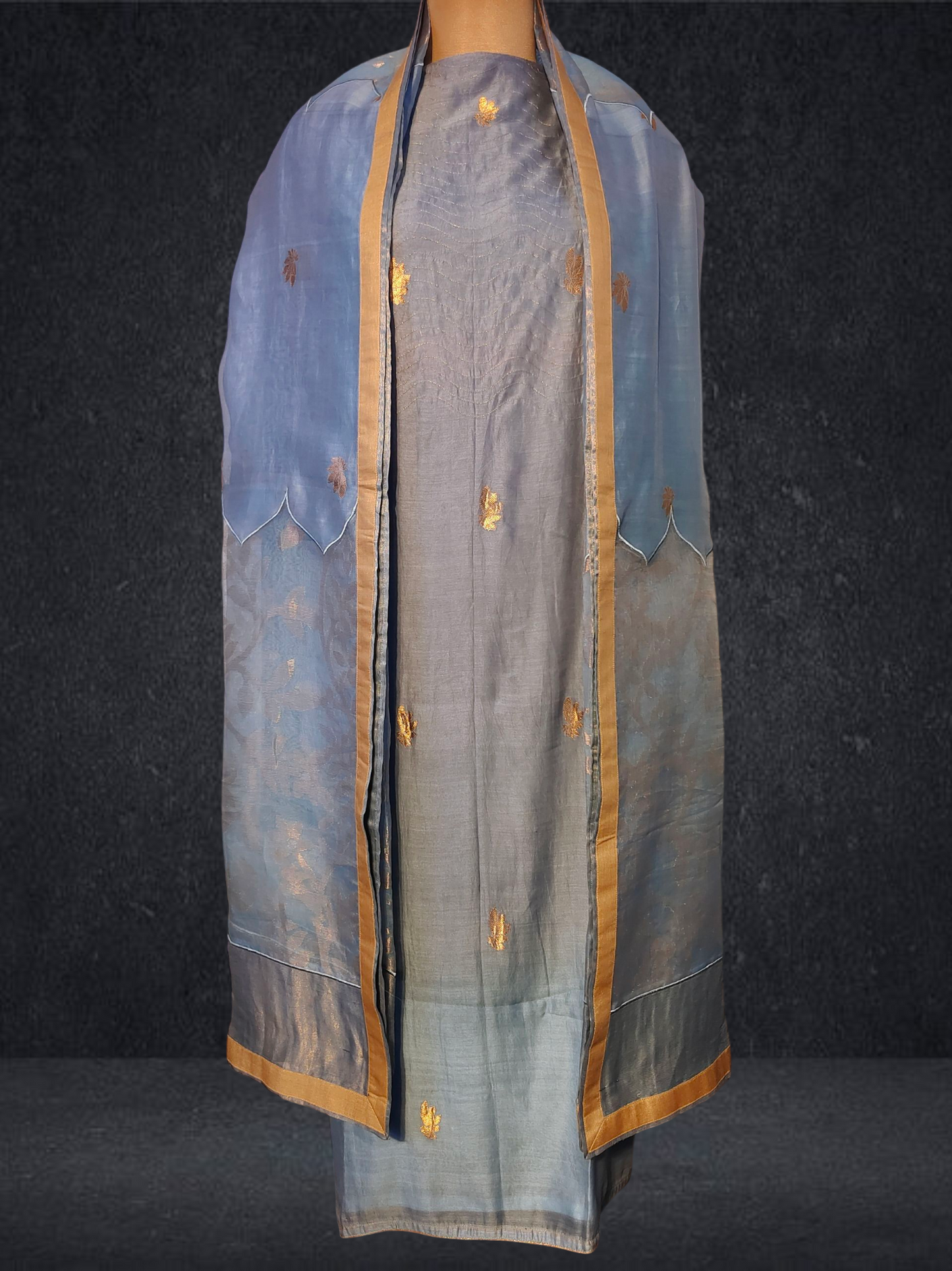 Semi Stitched Formal chanderi Suitset