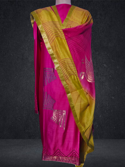 Semi Stitched Formal chanderi Suitset