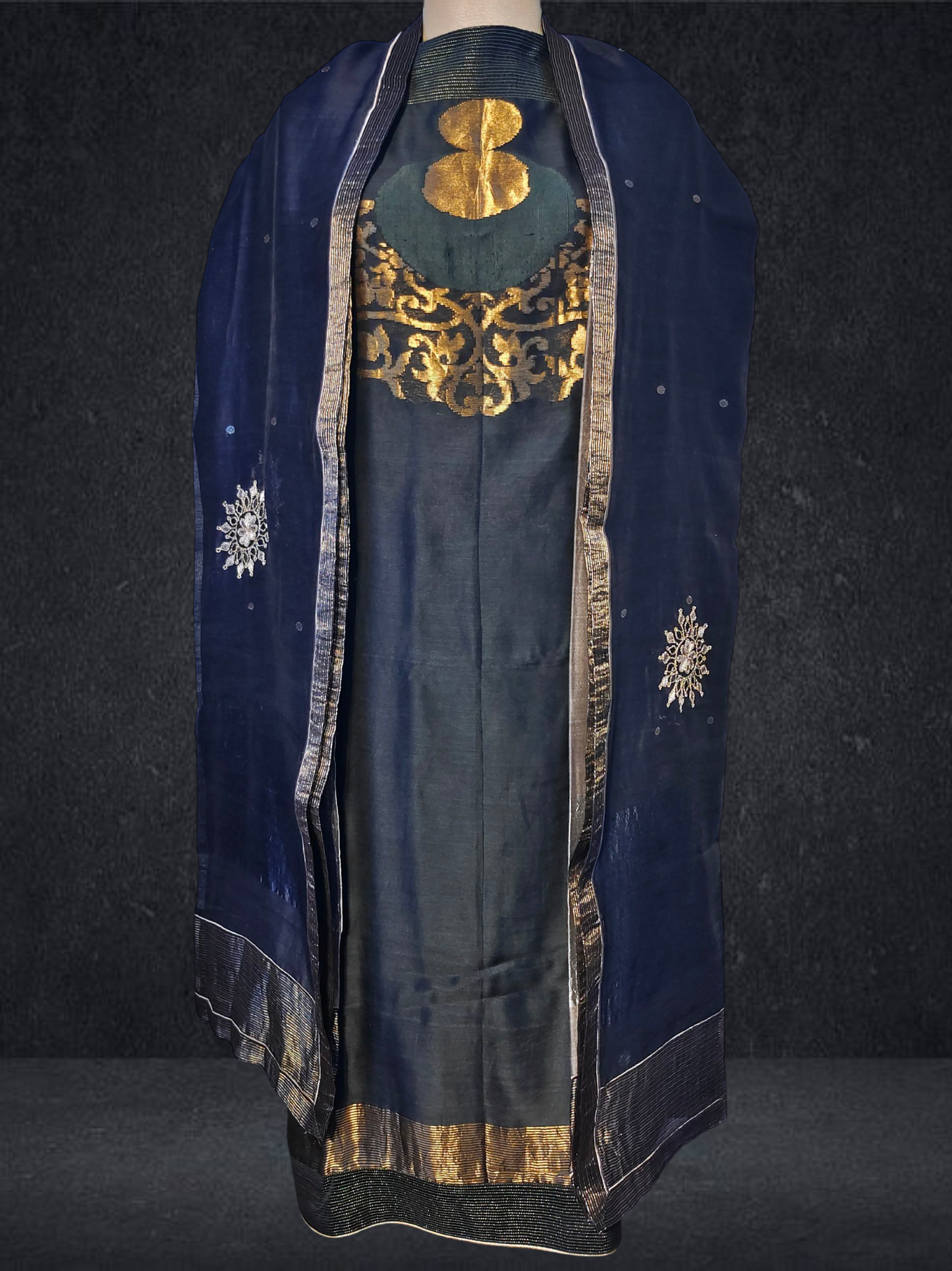 Semi Stitched Formal chanderi Suitset