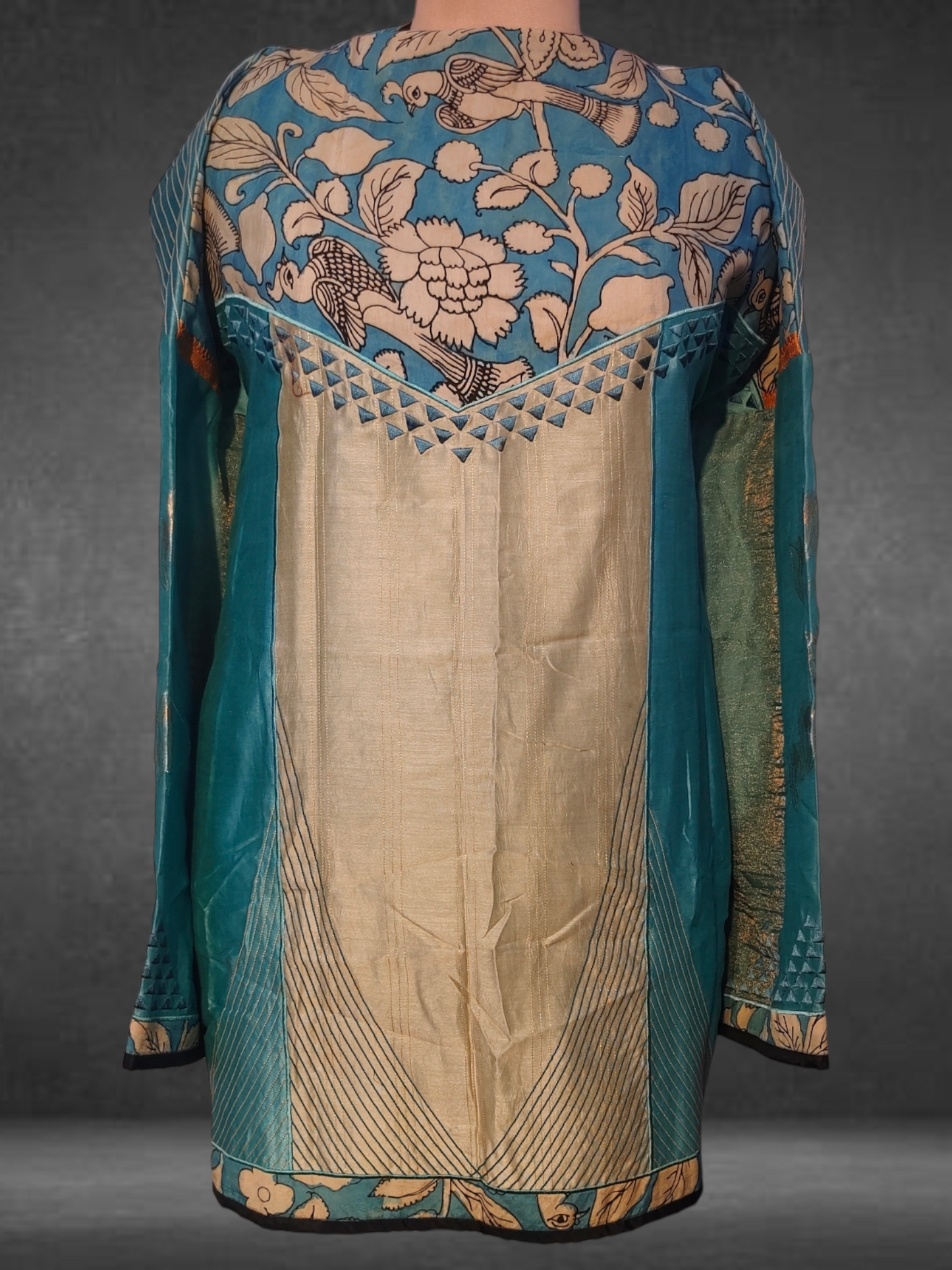 Semistitched Chanderi Kalamkari Short Tunic