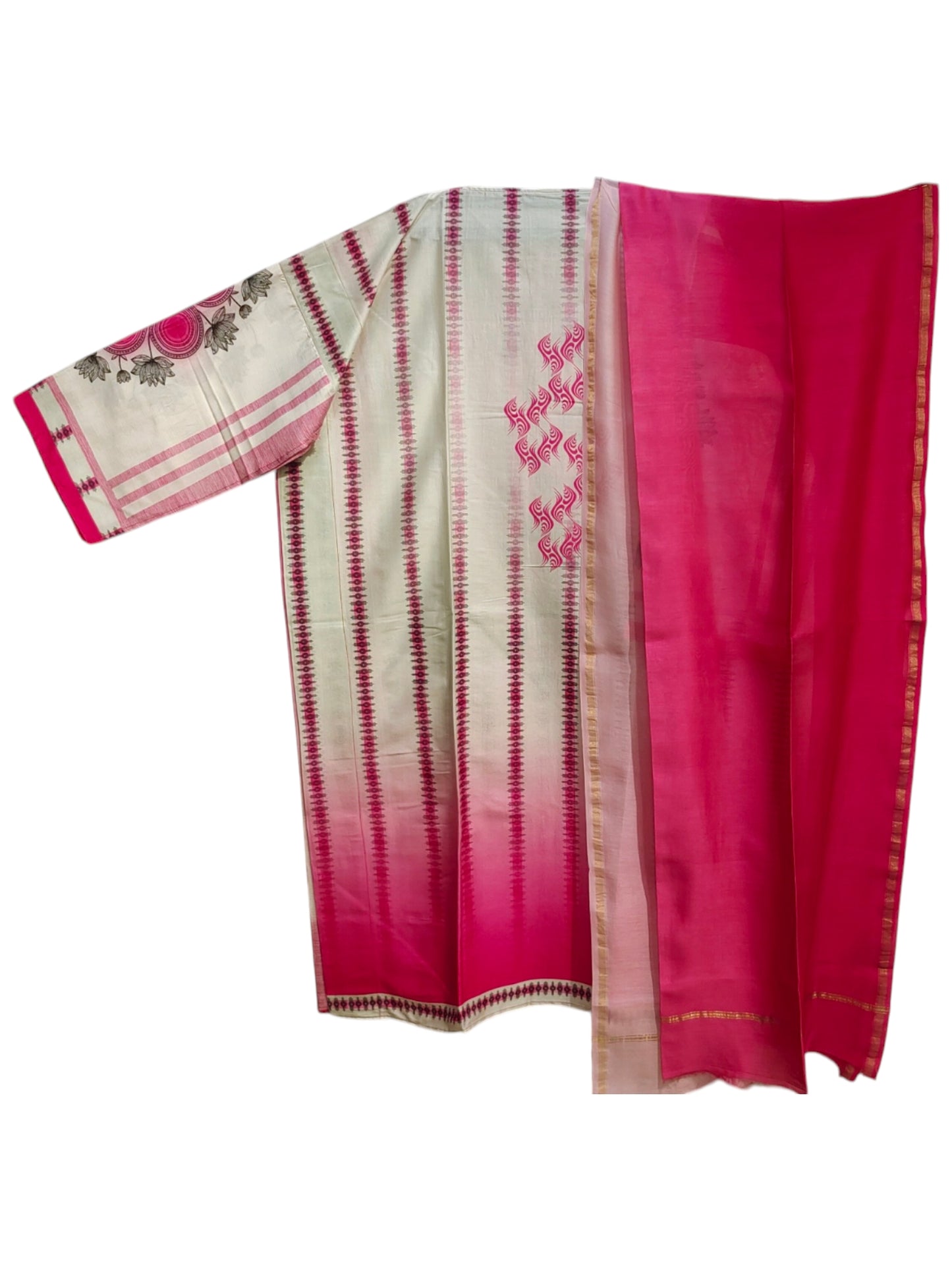 Semi Stitched Chanderi Casual Suitset