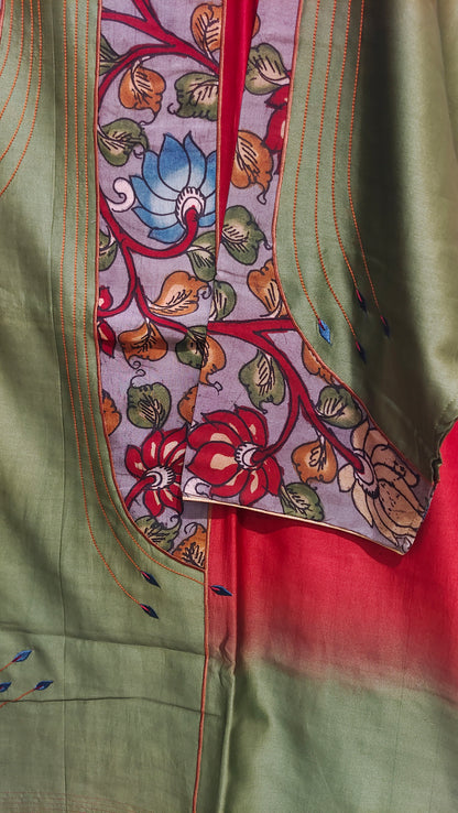 Semi Stitched Chanderi Formal Suitset
