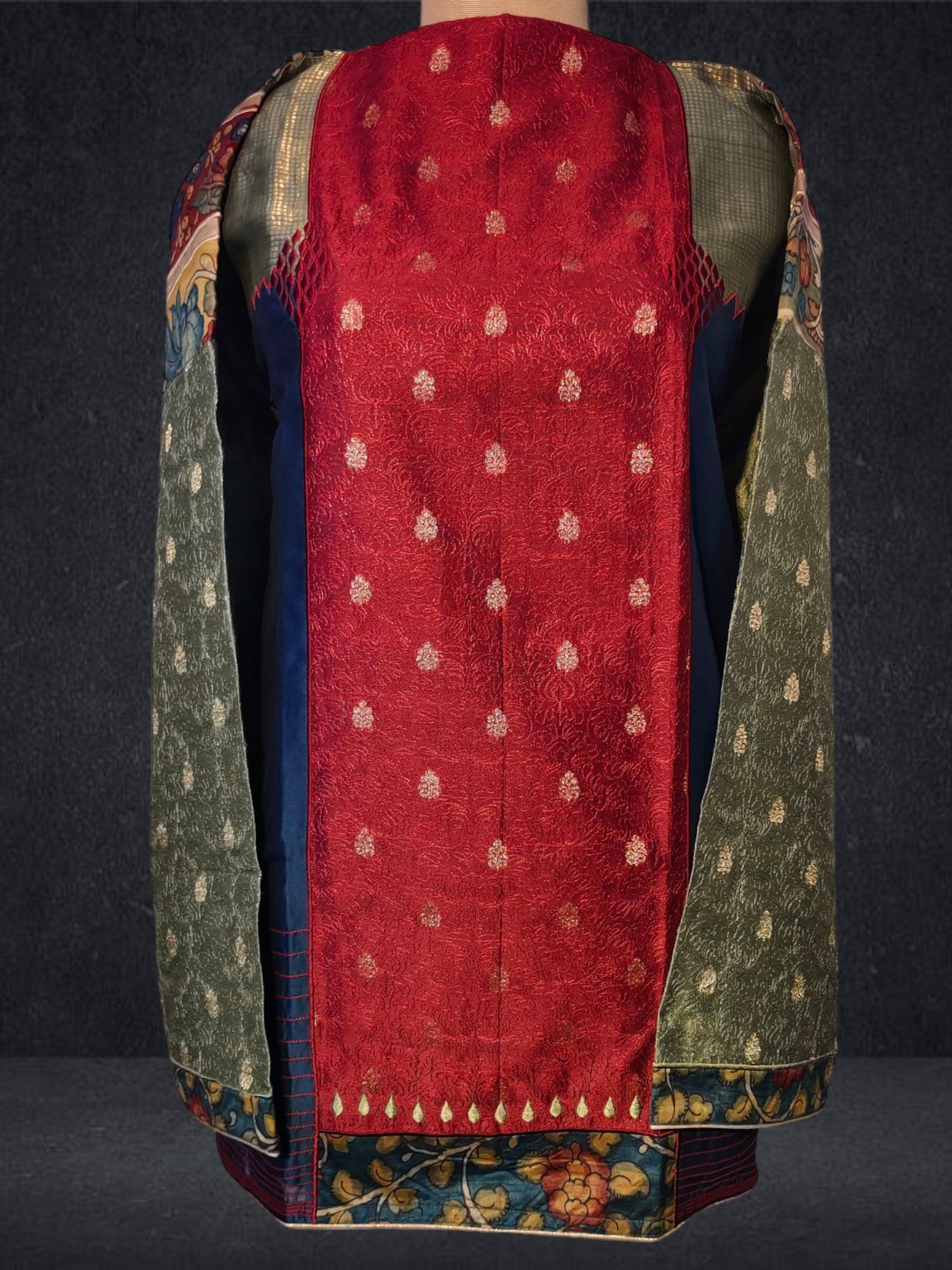 Semi Stitched Kalamkari Short Tunic VISHAL KAPUR STUDIO