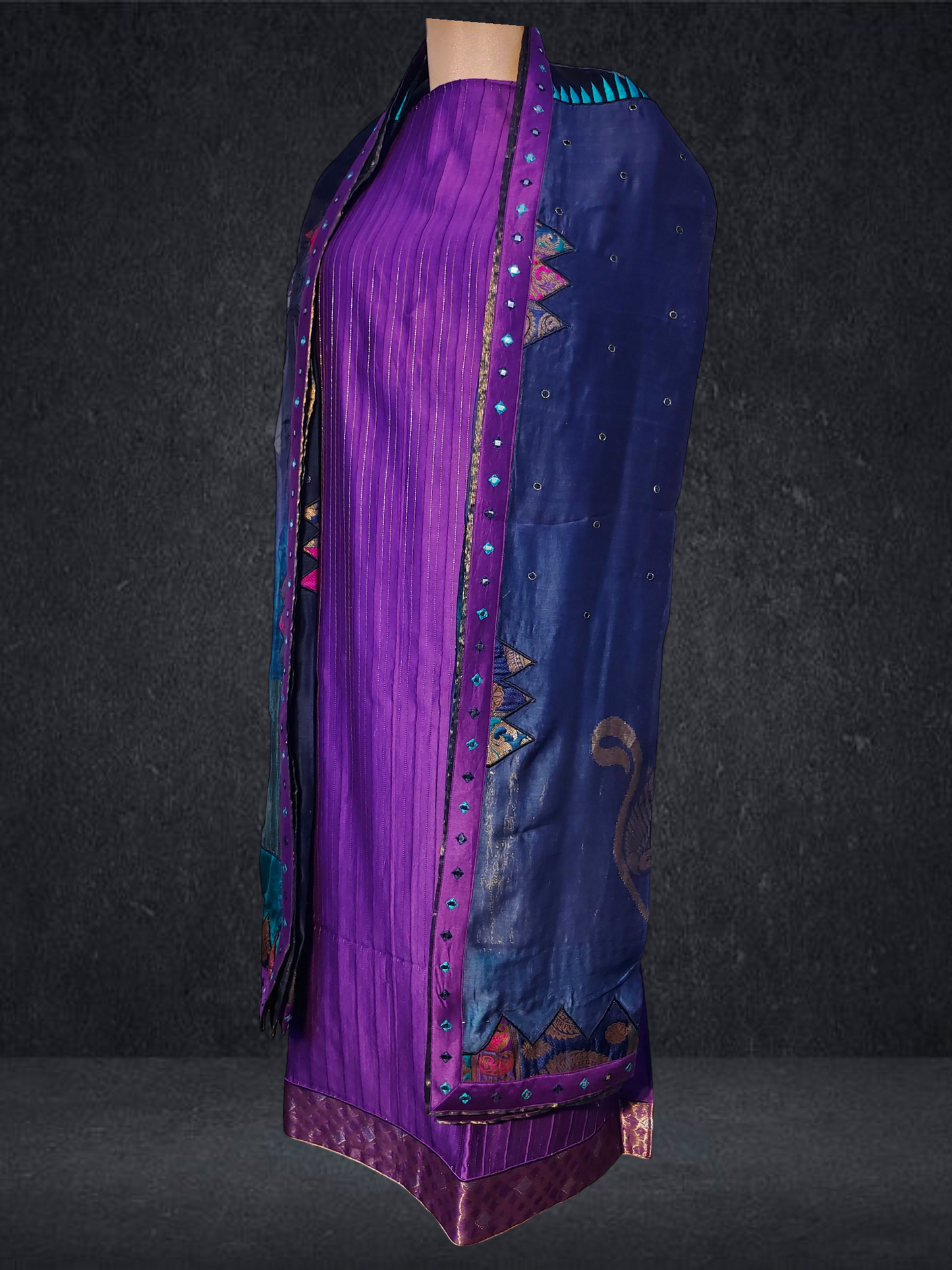 Semi Stitched Formal chanderi Suitset