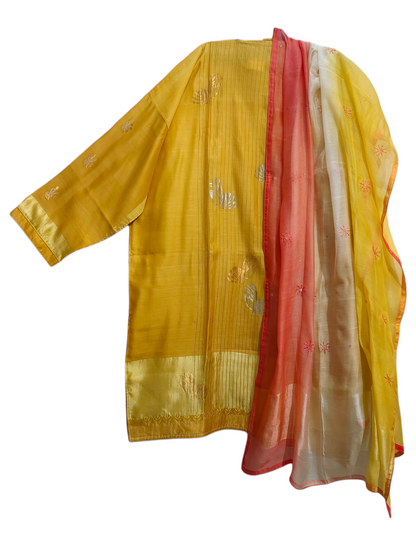 Semi Stitched Chanderi Formal Suitset