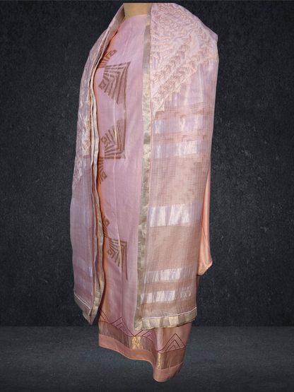 Semi Stitched Chanderi Formal Suitset