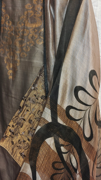 Semi Stitched Chanderi Formal Suitset