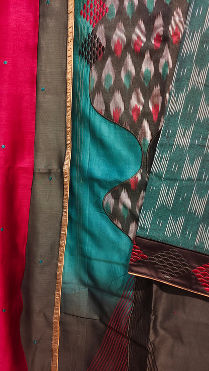 Semi Stitched Chanderi Formal Suitset