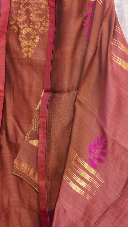 Semi Stitched Chanderi Formal Suitset