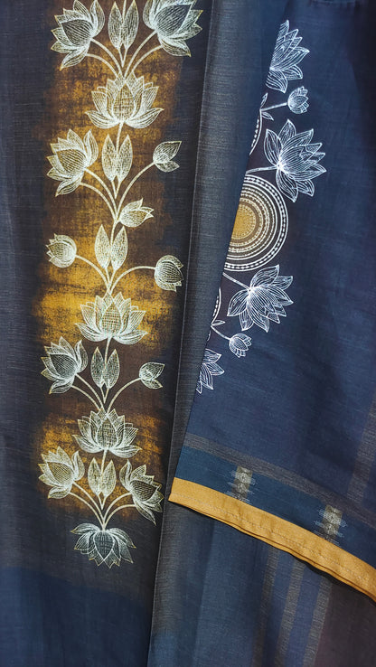 Semi Stitched Chanderi Casual Suitset