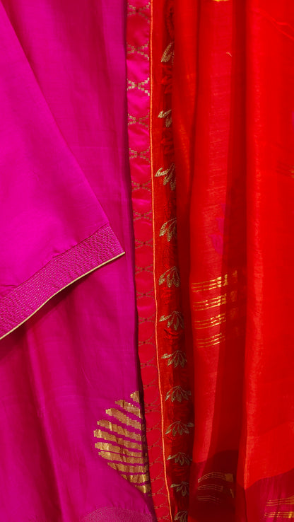 Semi Stitched Chanderi Formal Suitset
