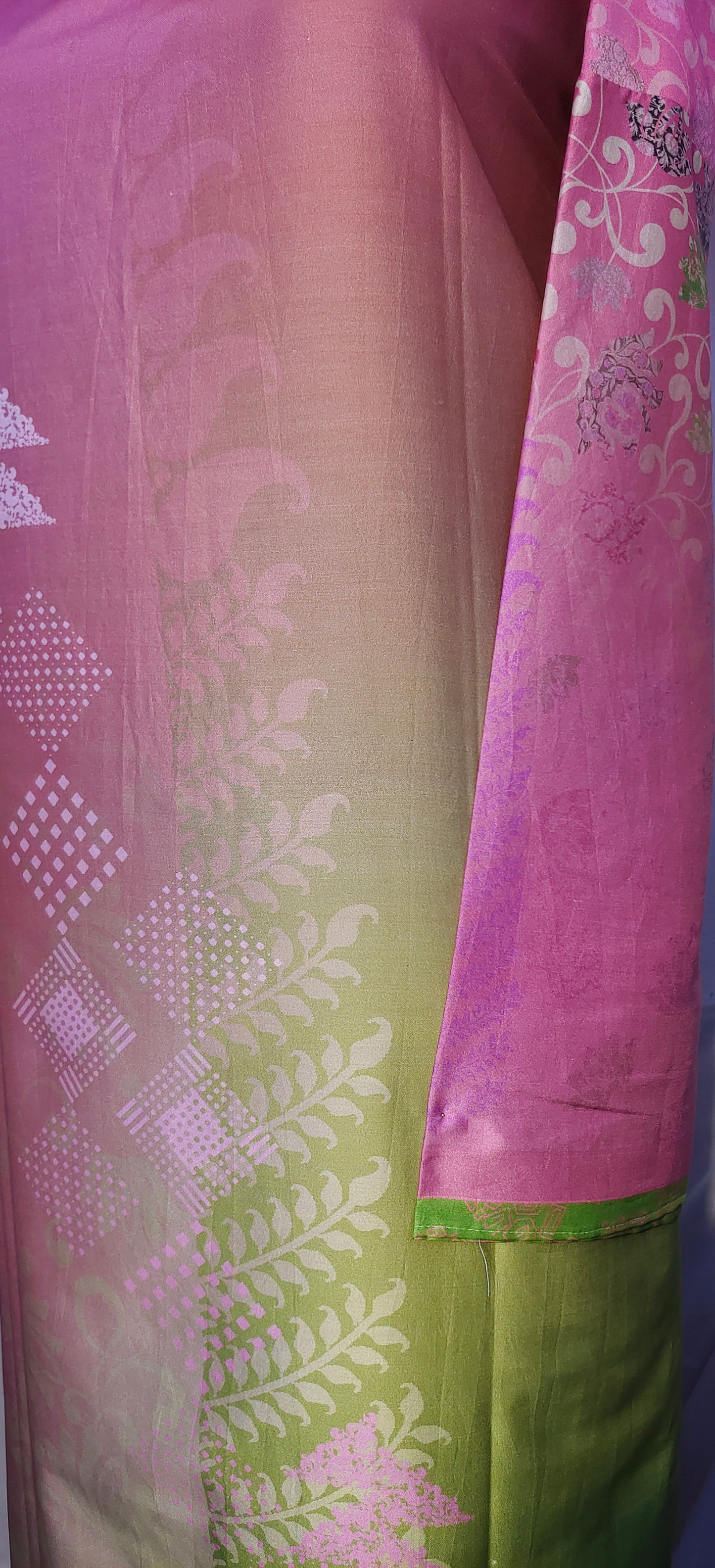 Semi Stitched Chanderi Casual Suitset